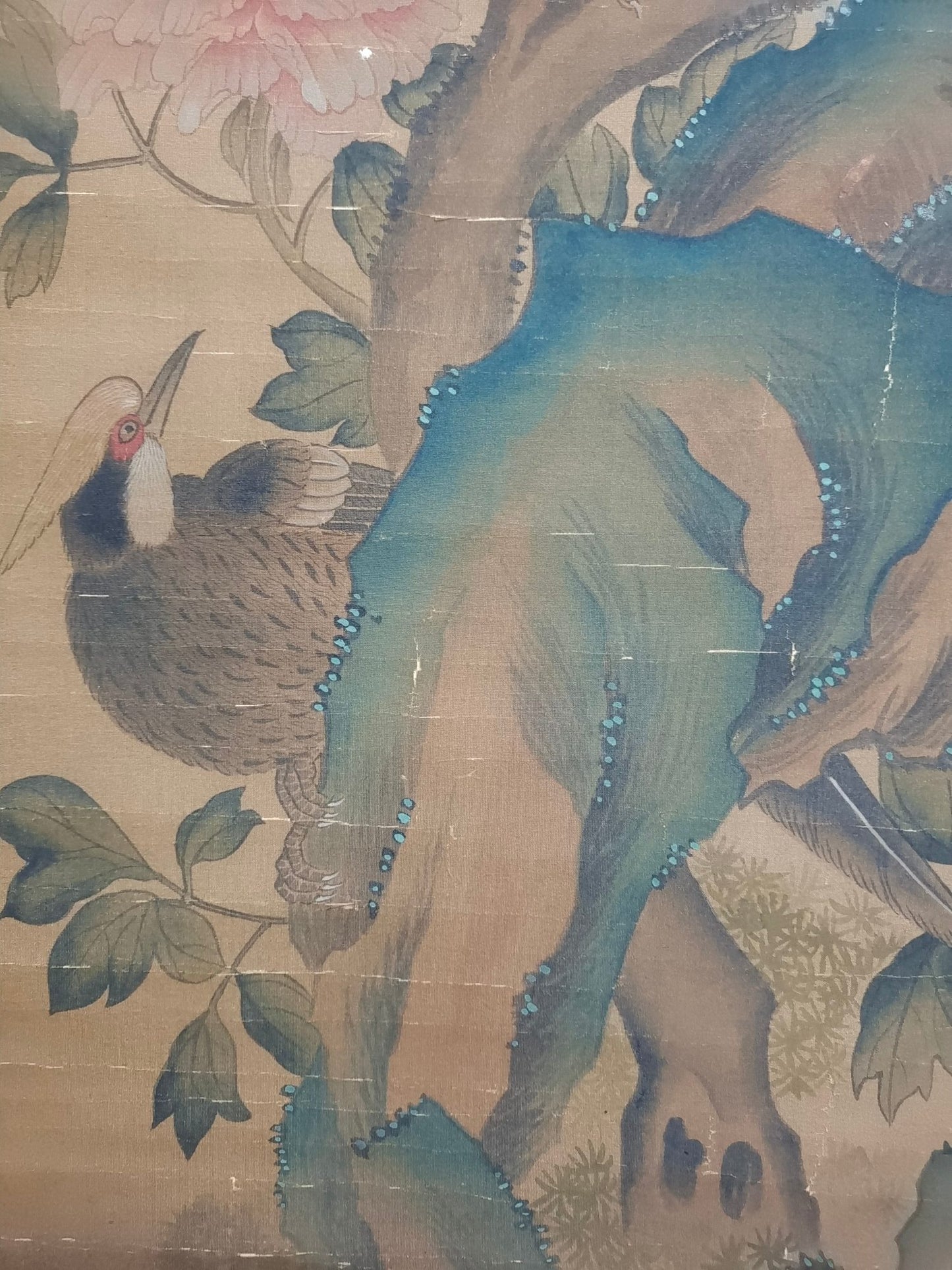 A0971 Chinese Watercolour On Silk Flowers Bird Design Painting - Zhou Zhi Mian