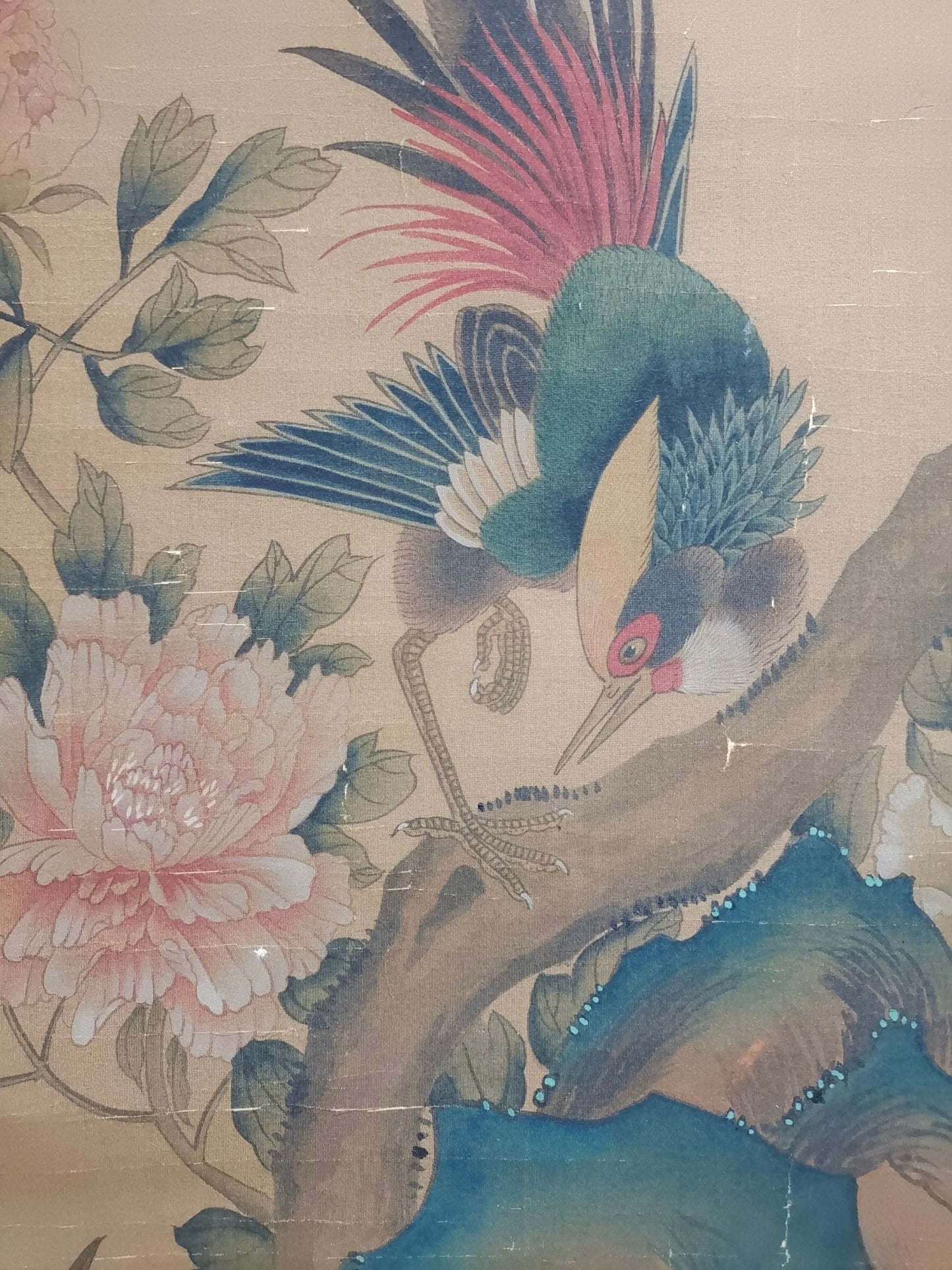 A0971 Chinese Watercolour On Silk Flowers Bird Design Painting - Zhou Zhi Mian