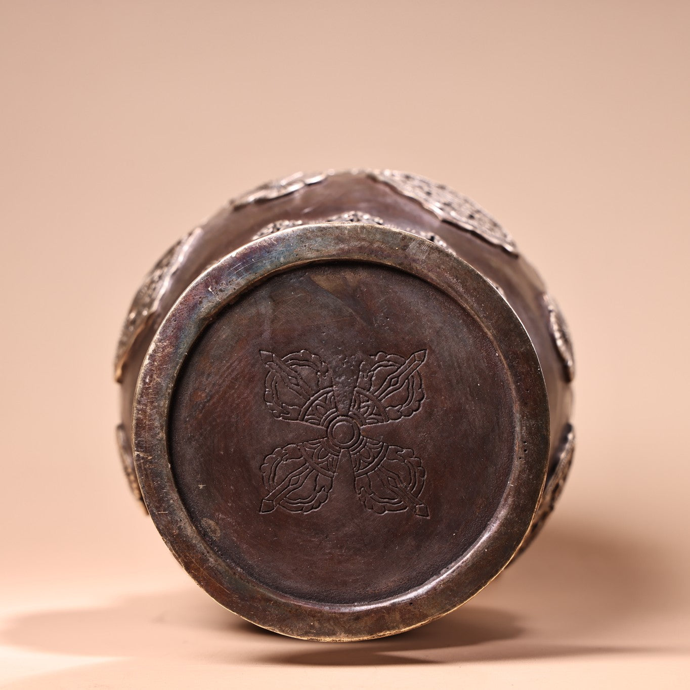 A0979 Old Chinese Copper Flowers Design Vase