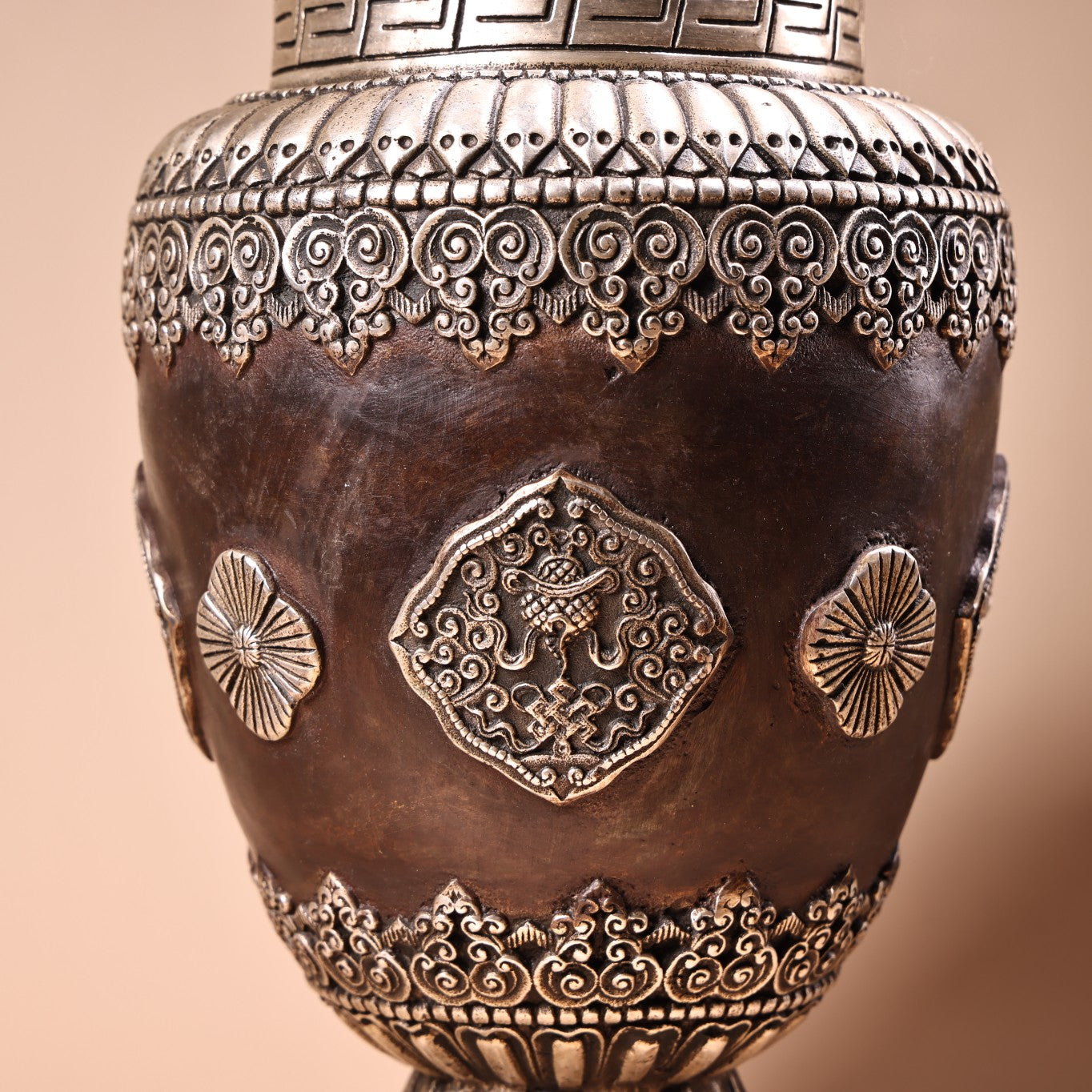 A0979 Old Chinese Copper Flowers Design Vase