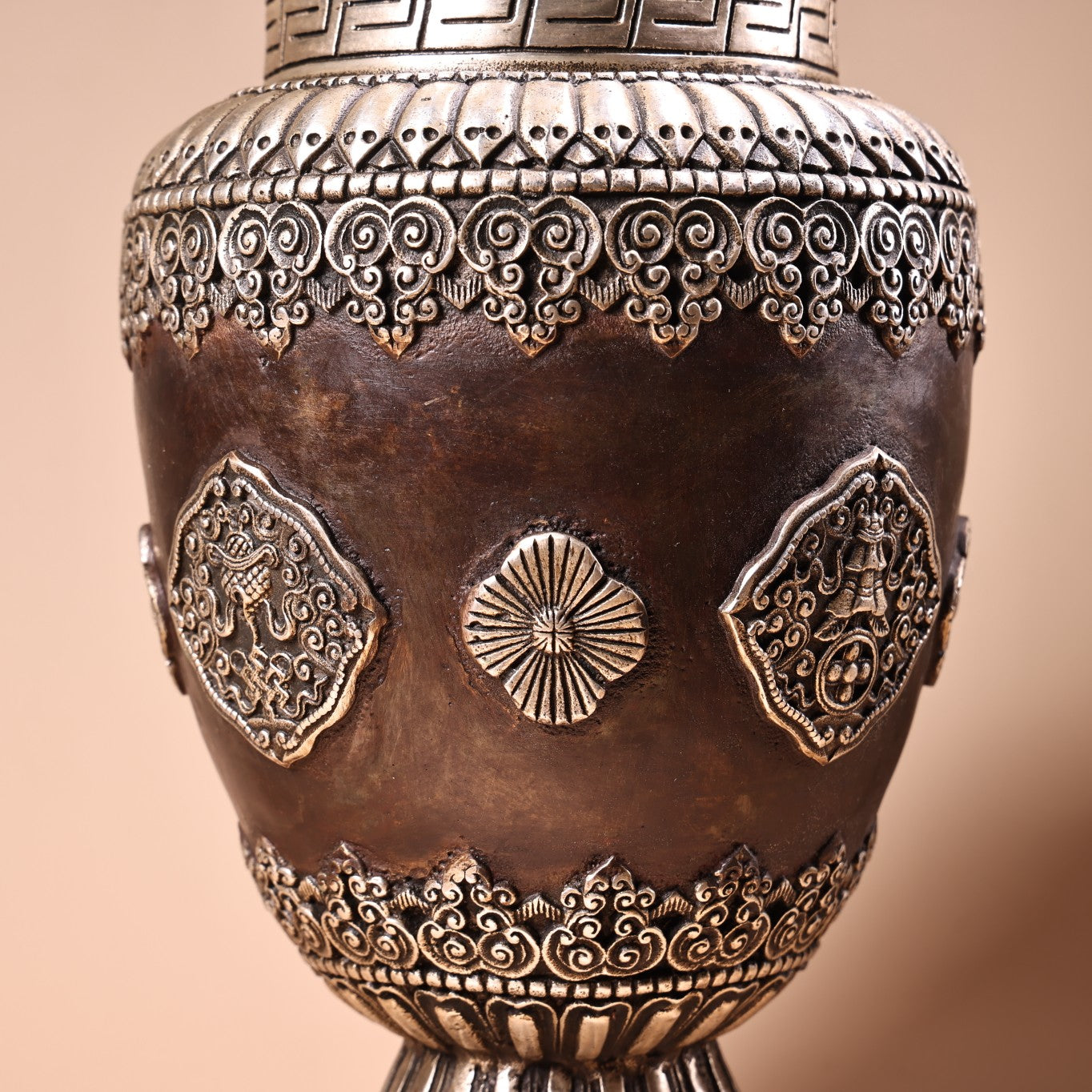 A0979 Old Chinese Copper Flowers Design Vase