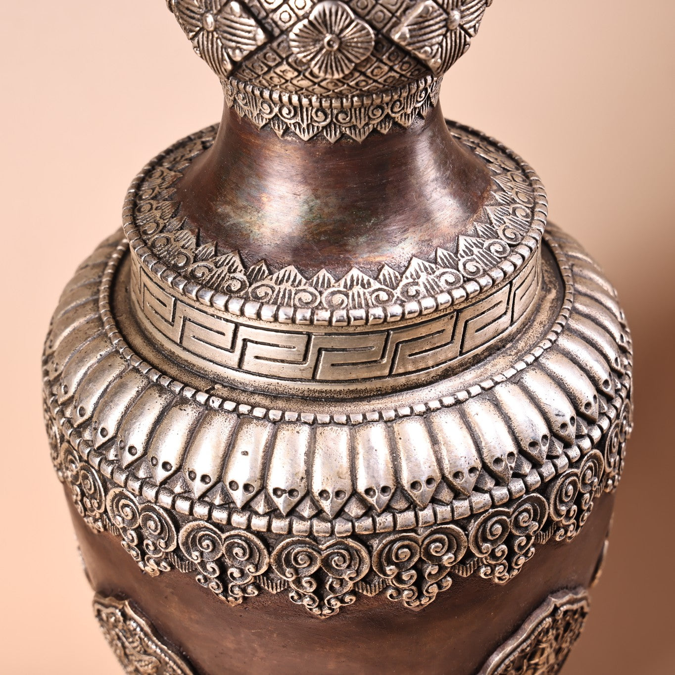 A0979 Old Chinese Copper Flowers Design Vase