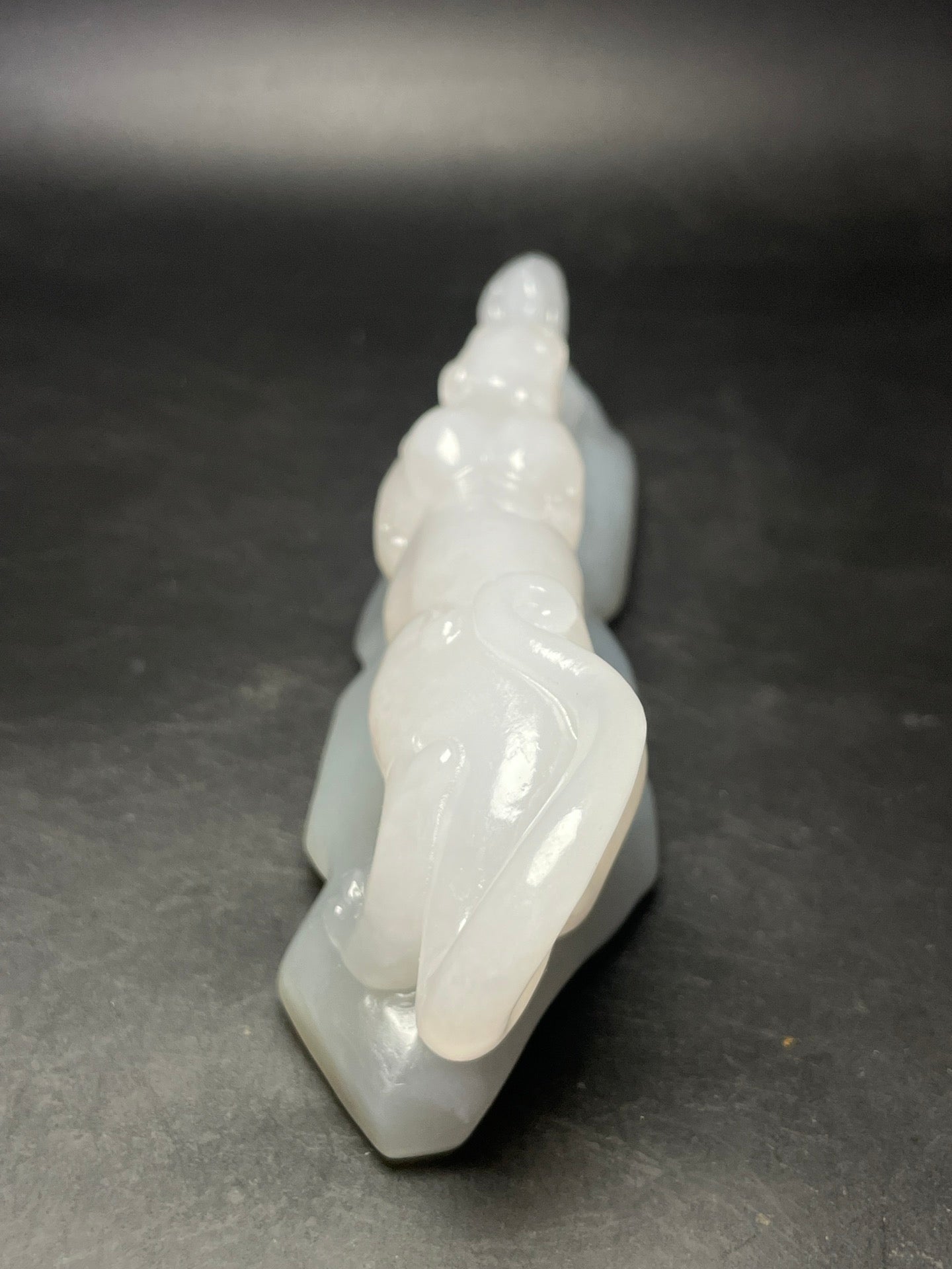 A0980 Superb Chinese White Hetian Jade Carved Chi Dragon Statue