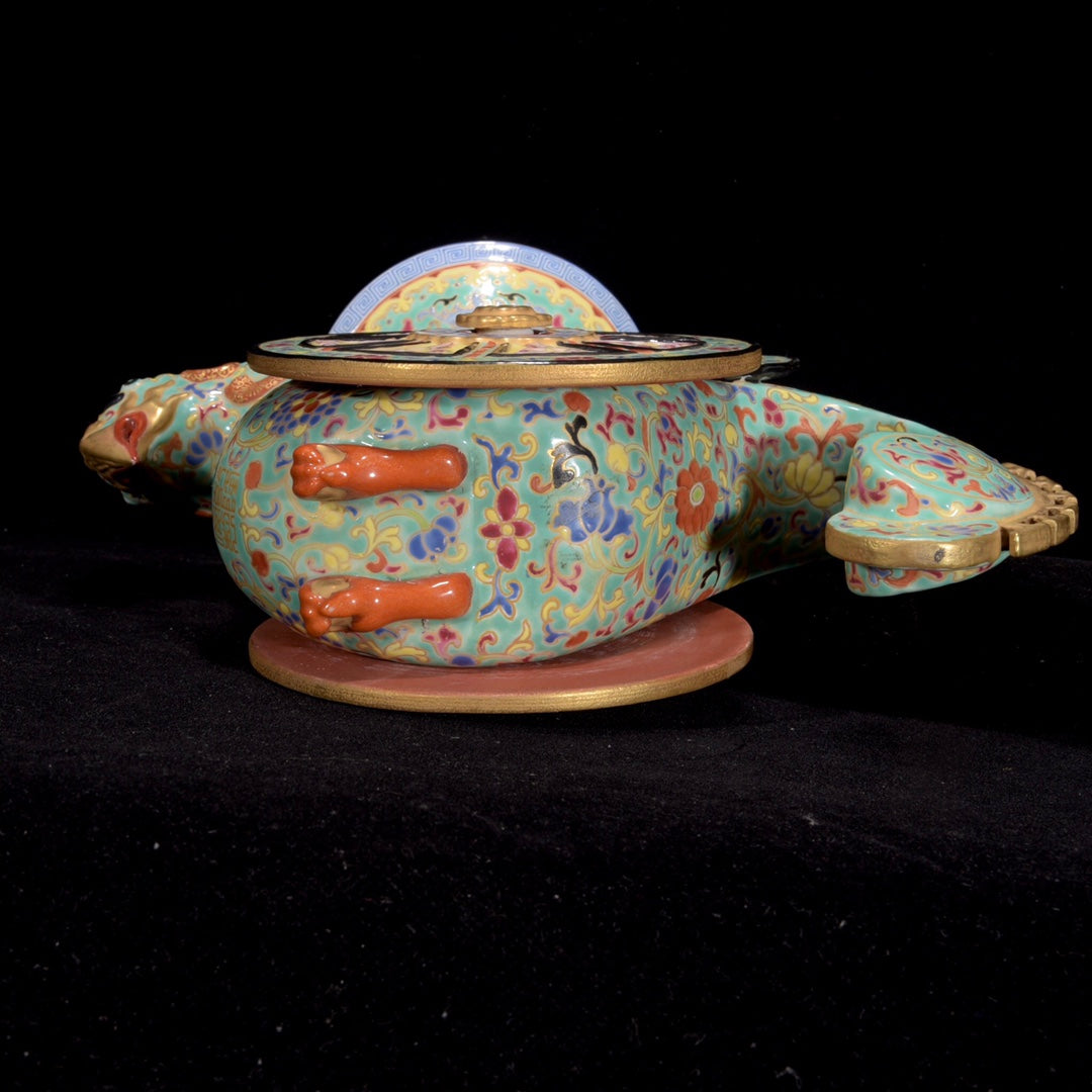 A0989 Chinese Qing Dynasty Gilt Edge Famille Rose Phoenix Porcelain Vase