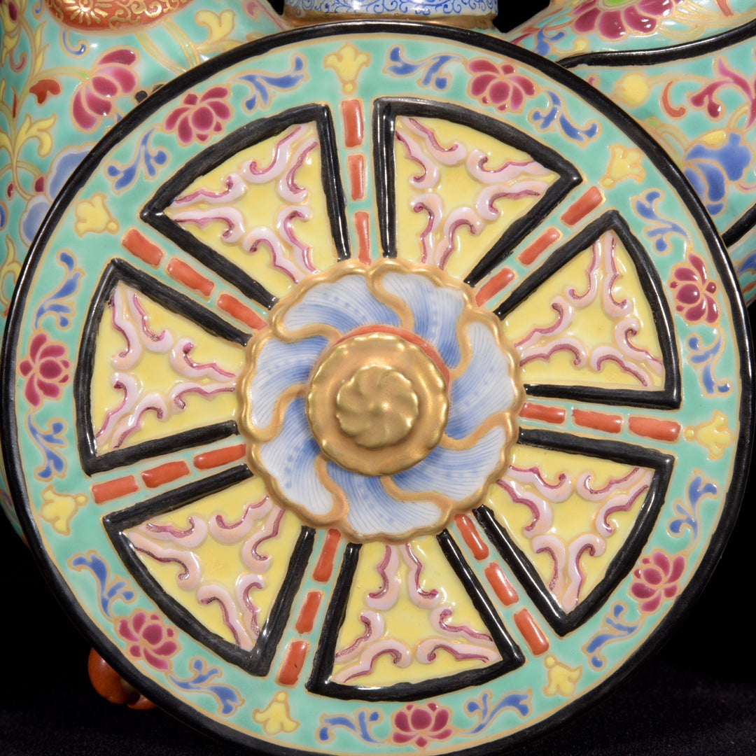 A0989 Chinese Qing Dynasty Gilt Edge Famille Rose Phoenix Porcelain Vase