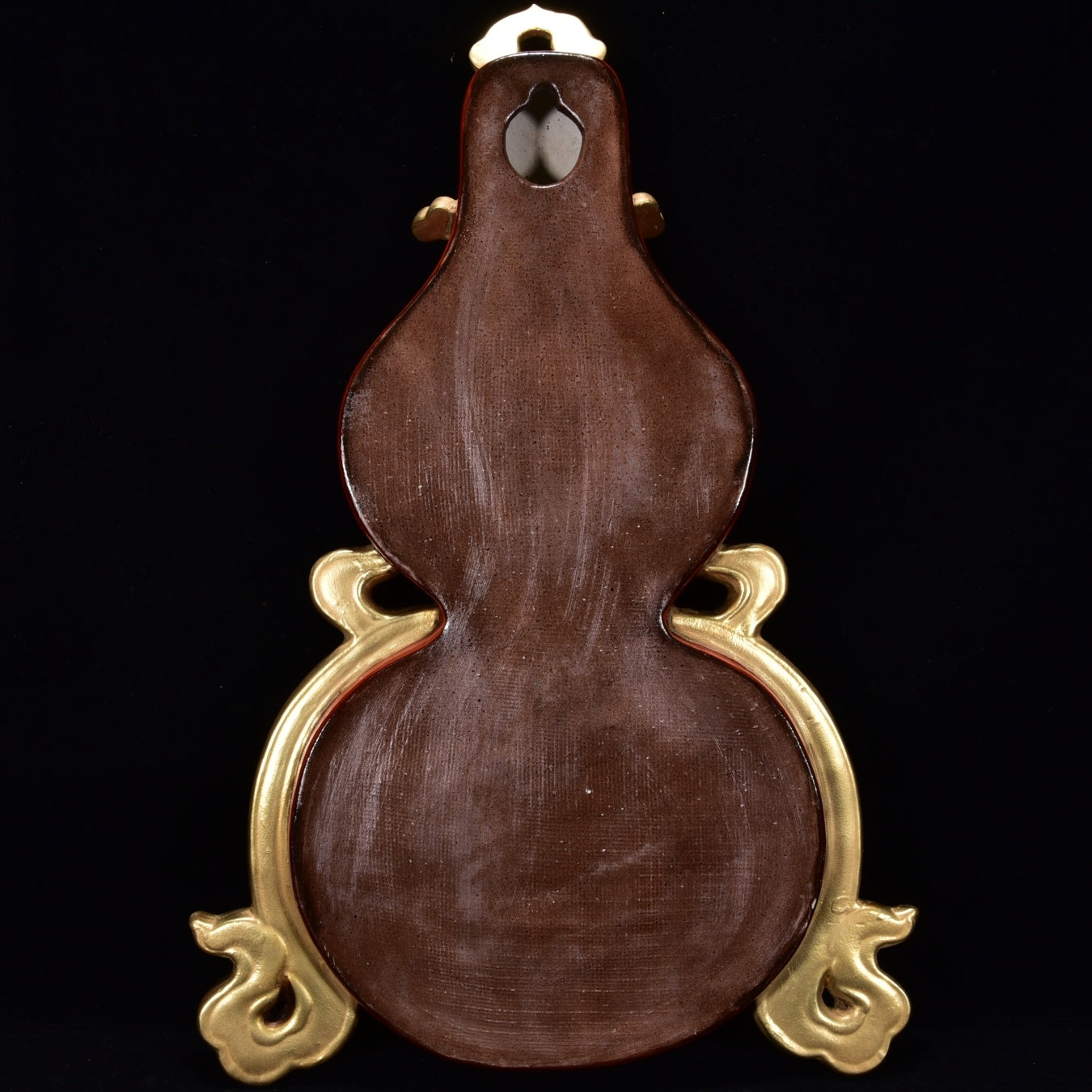 A1003 Chinese Qing Dynasty Gilt Gold Red Glaze Gourd Shape Porcelain Vase