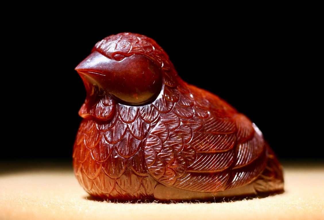 A1005 Superb Vintage Chinese Hetian Jade Carved Bird Statue
