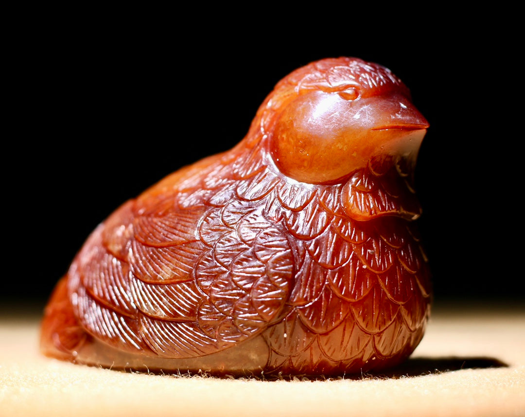 A1005 Superb Vintage Chinese Hetian Jade Carved Bird Statue