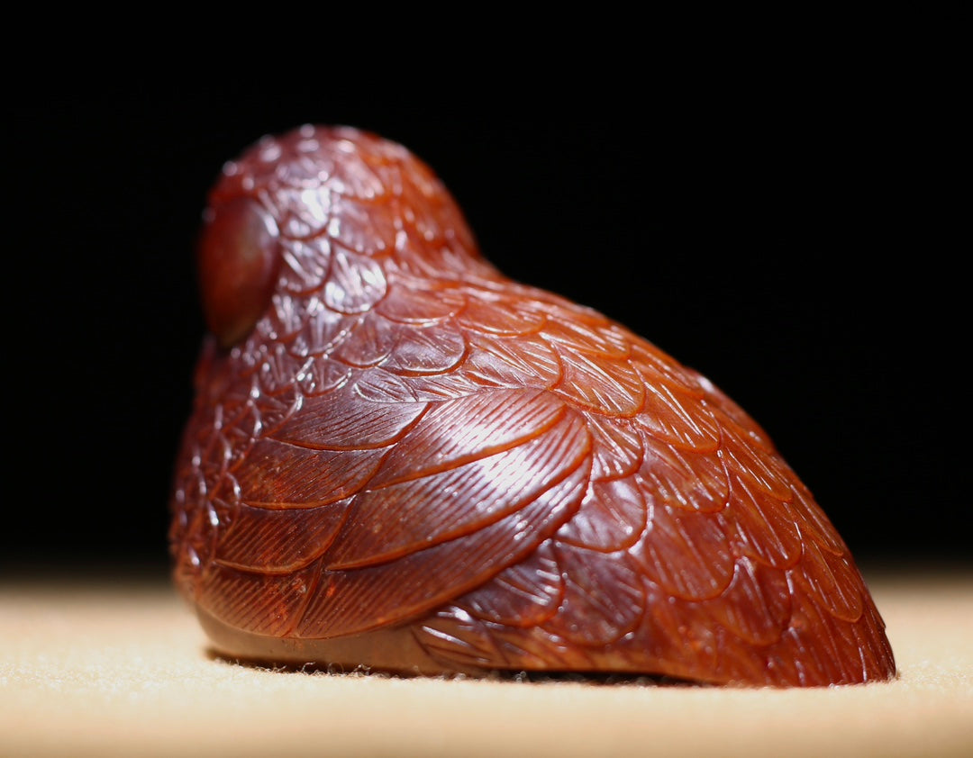 A1005 Superb Vintage Chinese Hetian Jade Carved Bird Statue