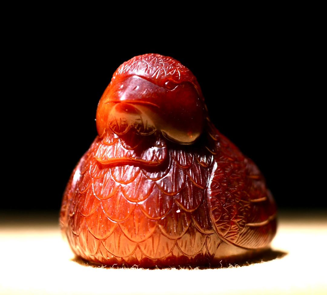 A1005 Superb Vintage Chinese Hetian Jade Carved Bird Statue