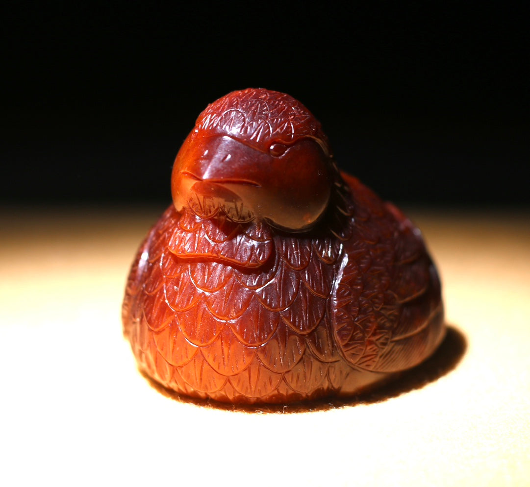 A1005 Superb Vintage Chinese Hetian Jade Carved Bird Statue