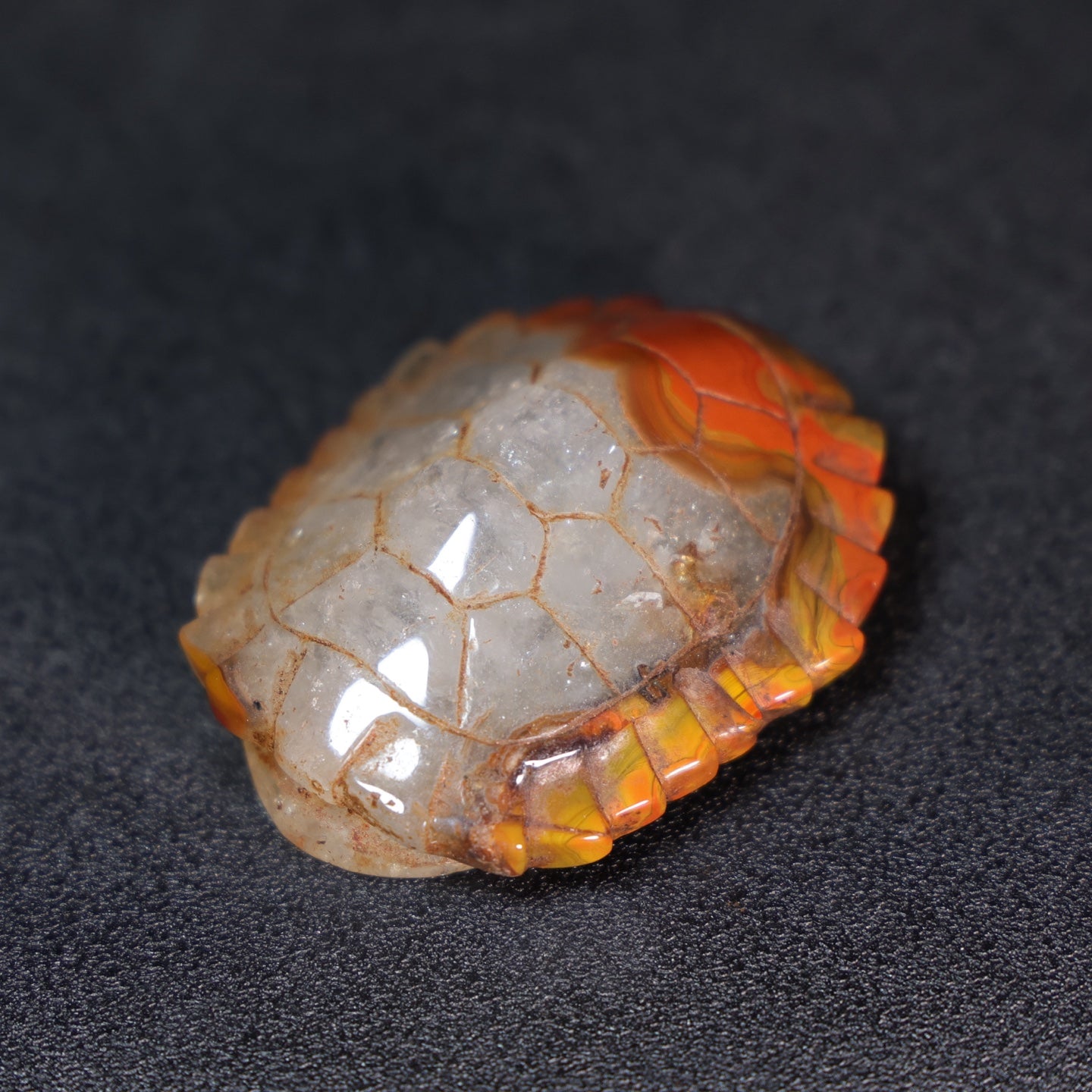 A1009 Vintage Chinese Zhan Guo Hong Agate Carved Turtle Shell Pendant