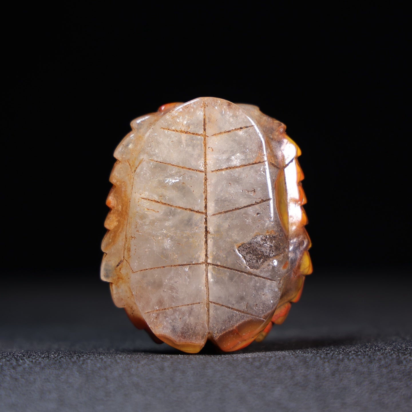 A1009 Vintage Chinese Zhan Guo Hong Agate Carved Turtle Shell Pendant
