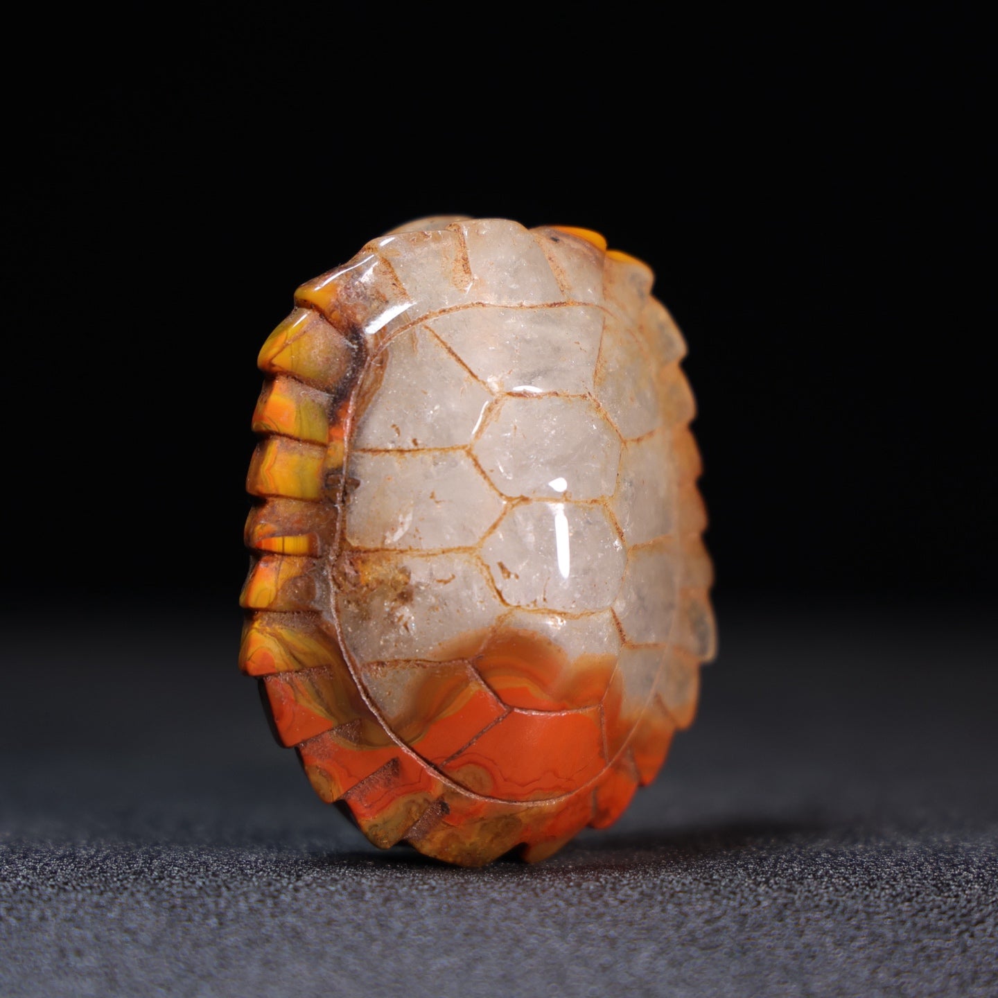 A1009 Vintage Chinese Zhan Guo Hong Agate Carved Turtle Shell Pendant