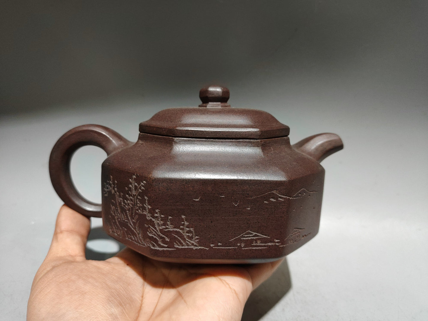 A1030 A Set Chinese Yixing Zisha Clay Teapot & Cups w Artist Signed