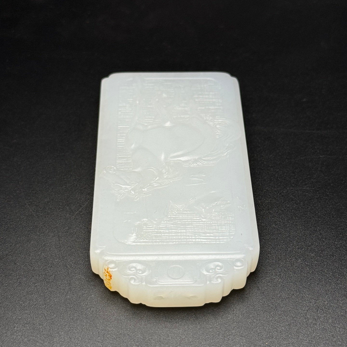 A1034 Chinese Natural White Hetian Jade Low Relief Fortune Horse Pendant