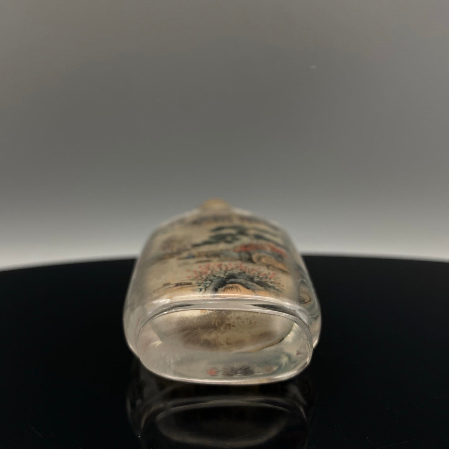 A1041 Old Chinese Peking Glass Inside Painting Mountain River Scene Design Snuff Bottle w Stopper