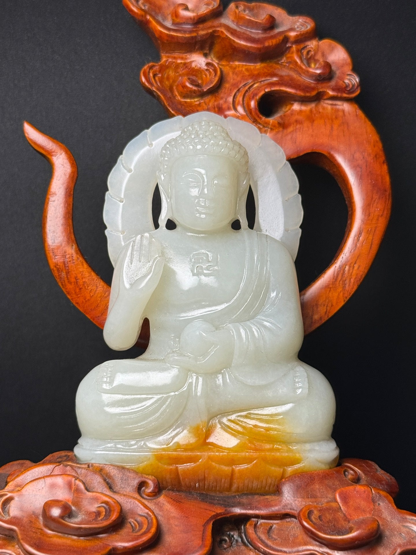 A1043 A Set Three Chinese Hetian Jade Carved Siddhartha Buddha Statue