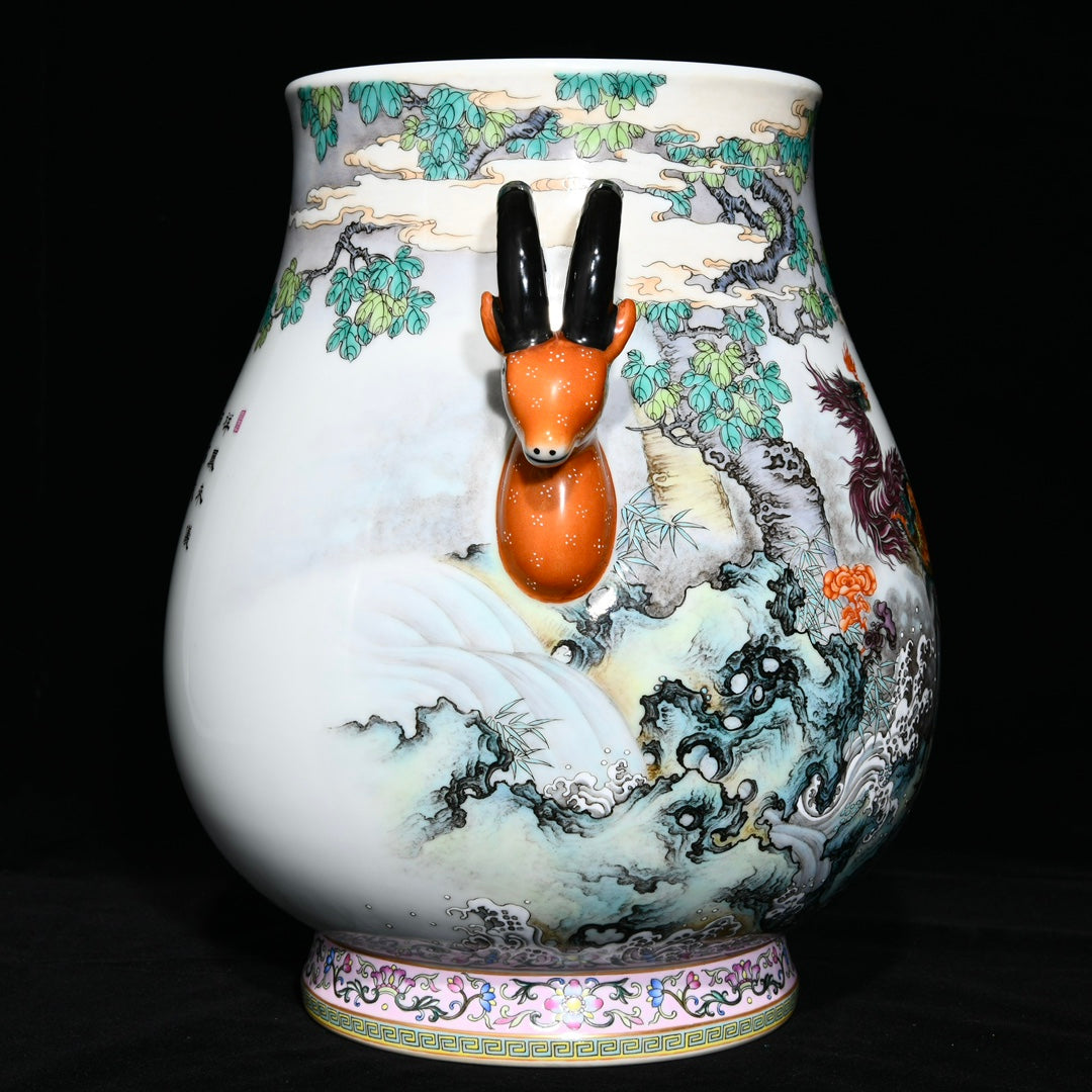 A1044 Chinese Qing Dynasty Famille Rose Phoenix Design Porcelain Jar