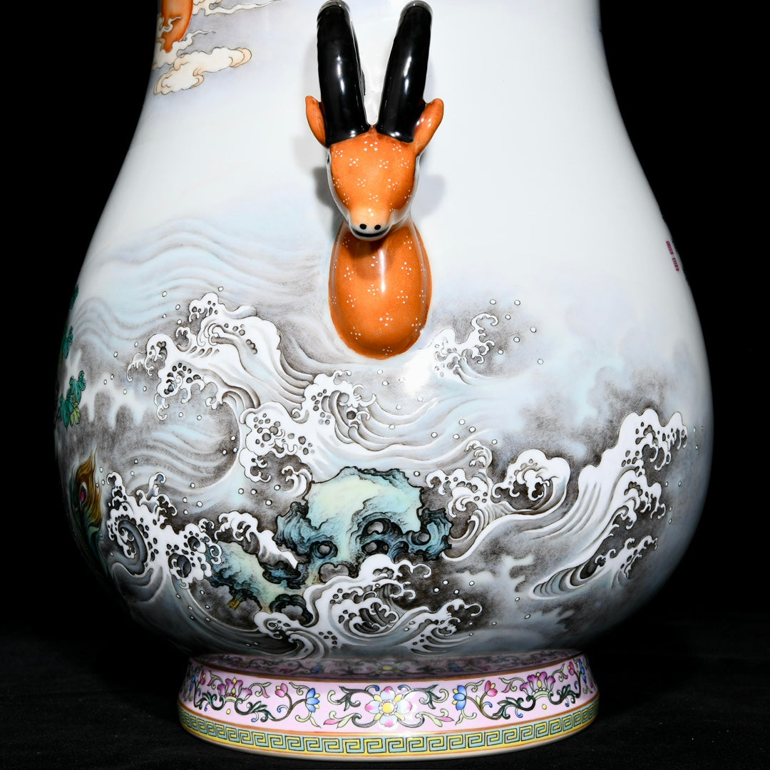 A1044 Chinese Qing Dynasty Famille Rose Phoenix Design Porcelain Jar