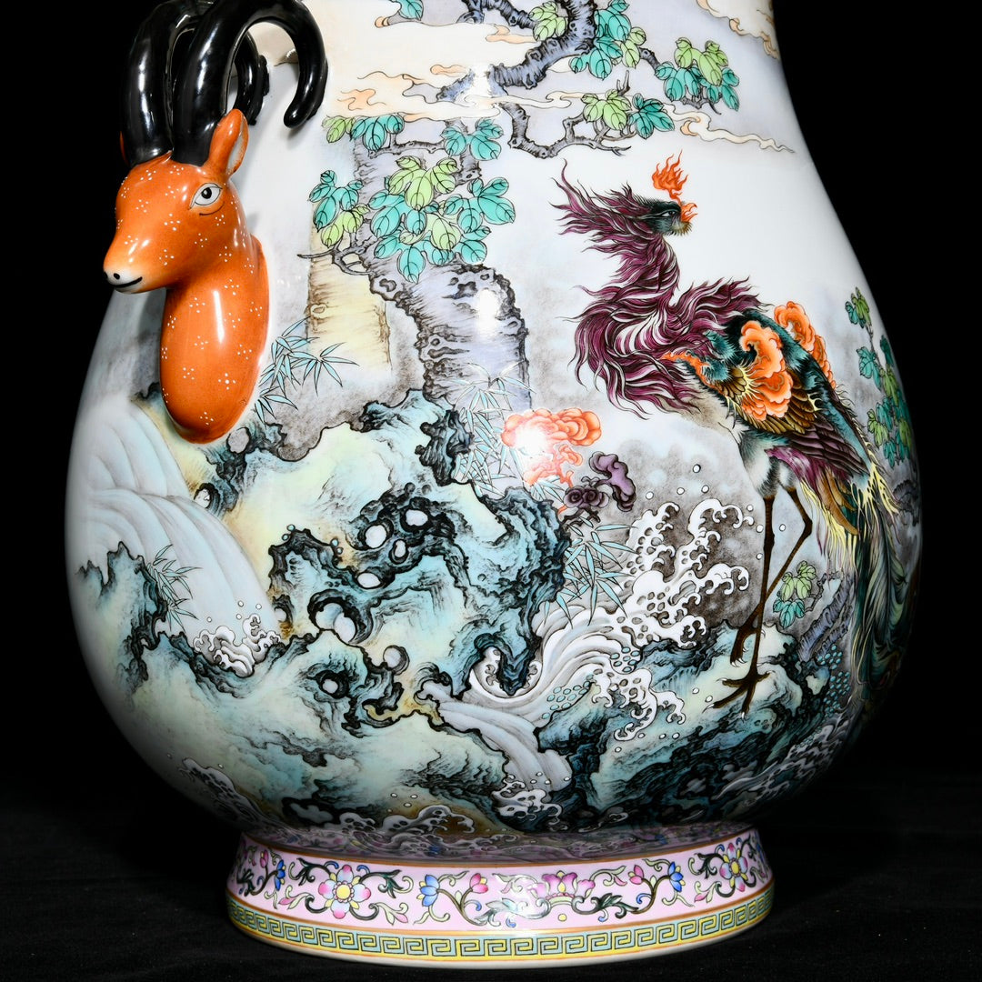A1044 Chinese Qing Dynasty Famille Rose Phoenix Design Porcelain Jar