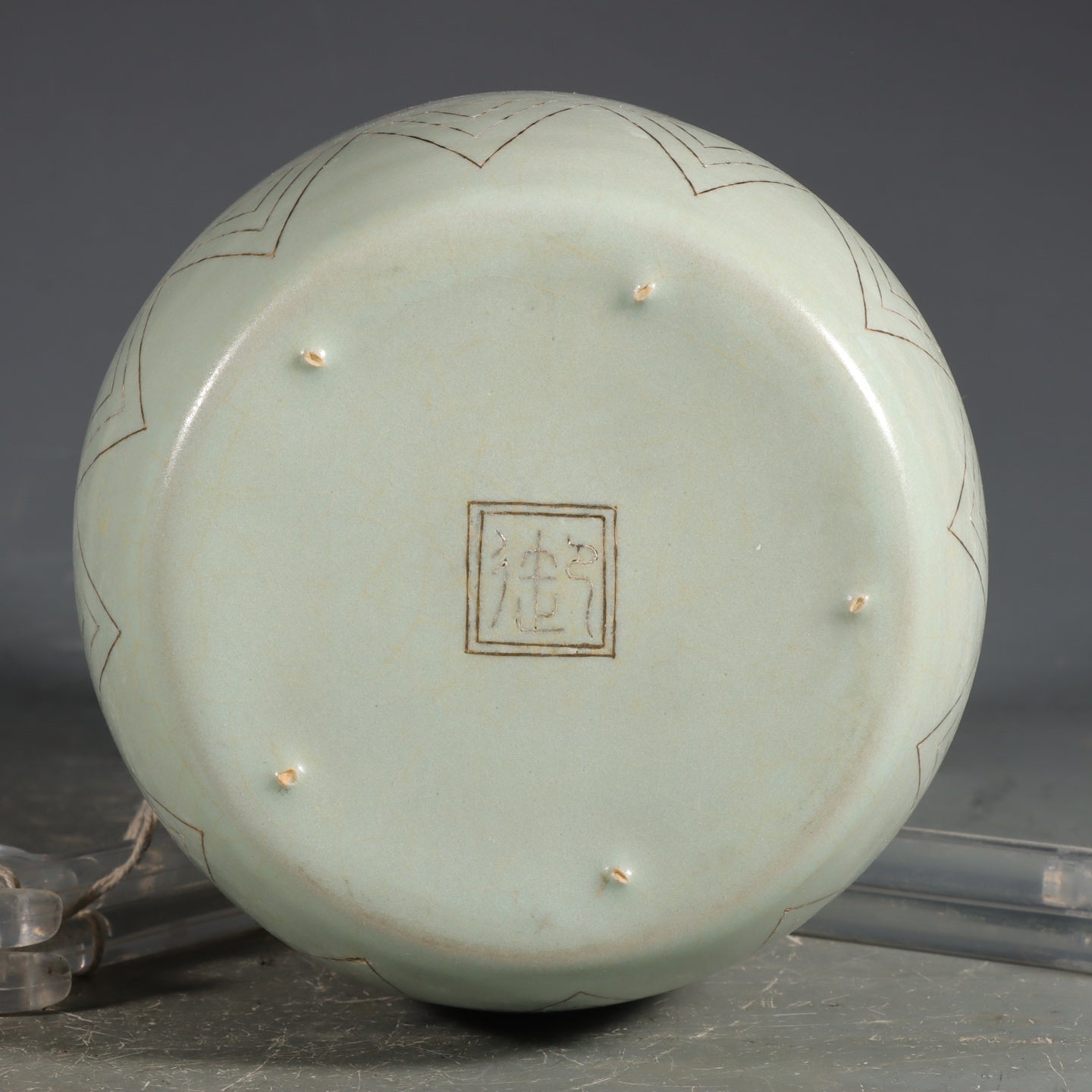 A1055 Chinese Ru Kiln Inlay Silver Wires Porcelain Vase