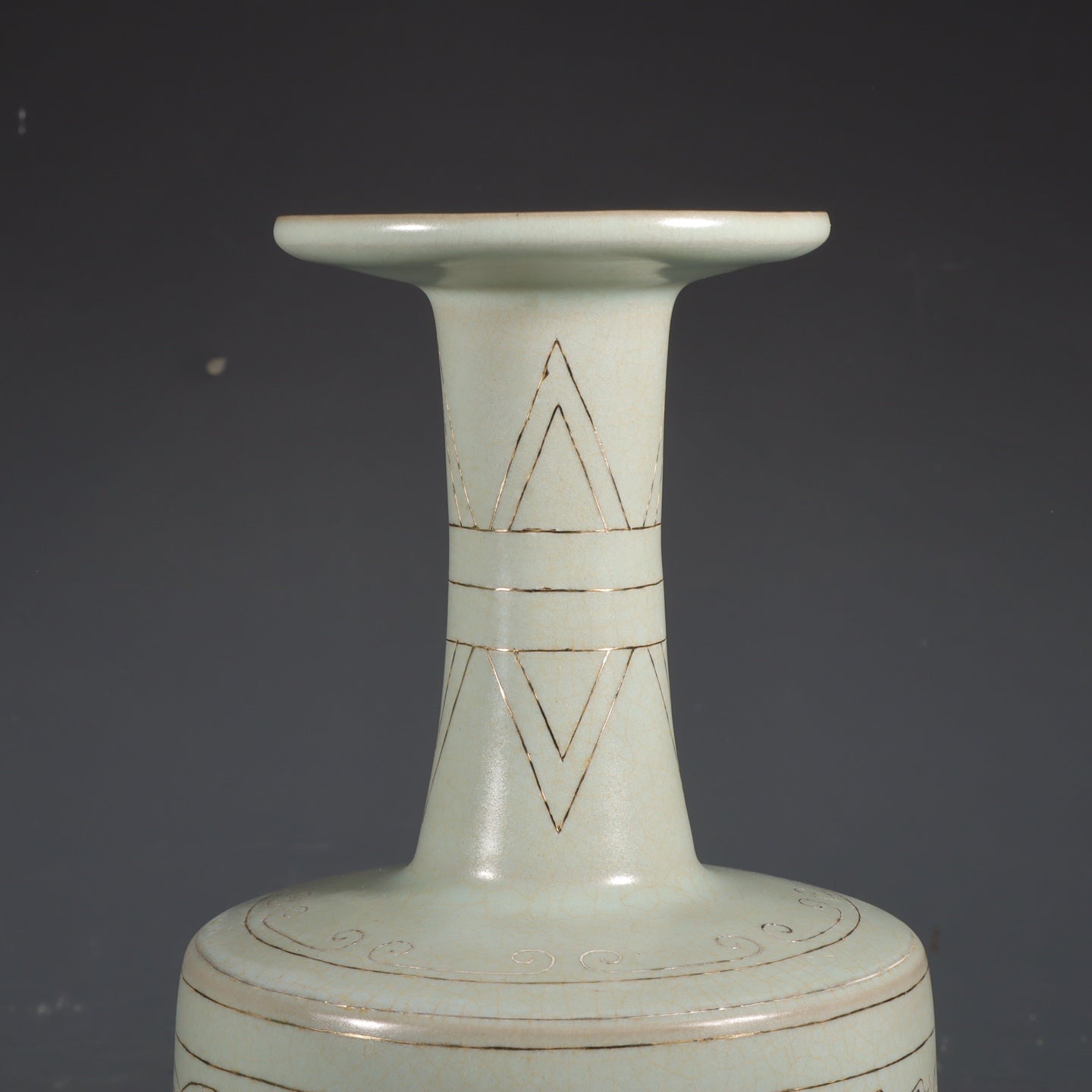 A1055 Chinese Ru Kiln Inlay Silver Wires Porcelain Vase
