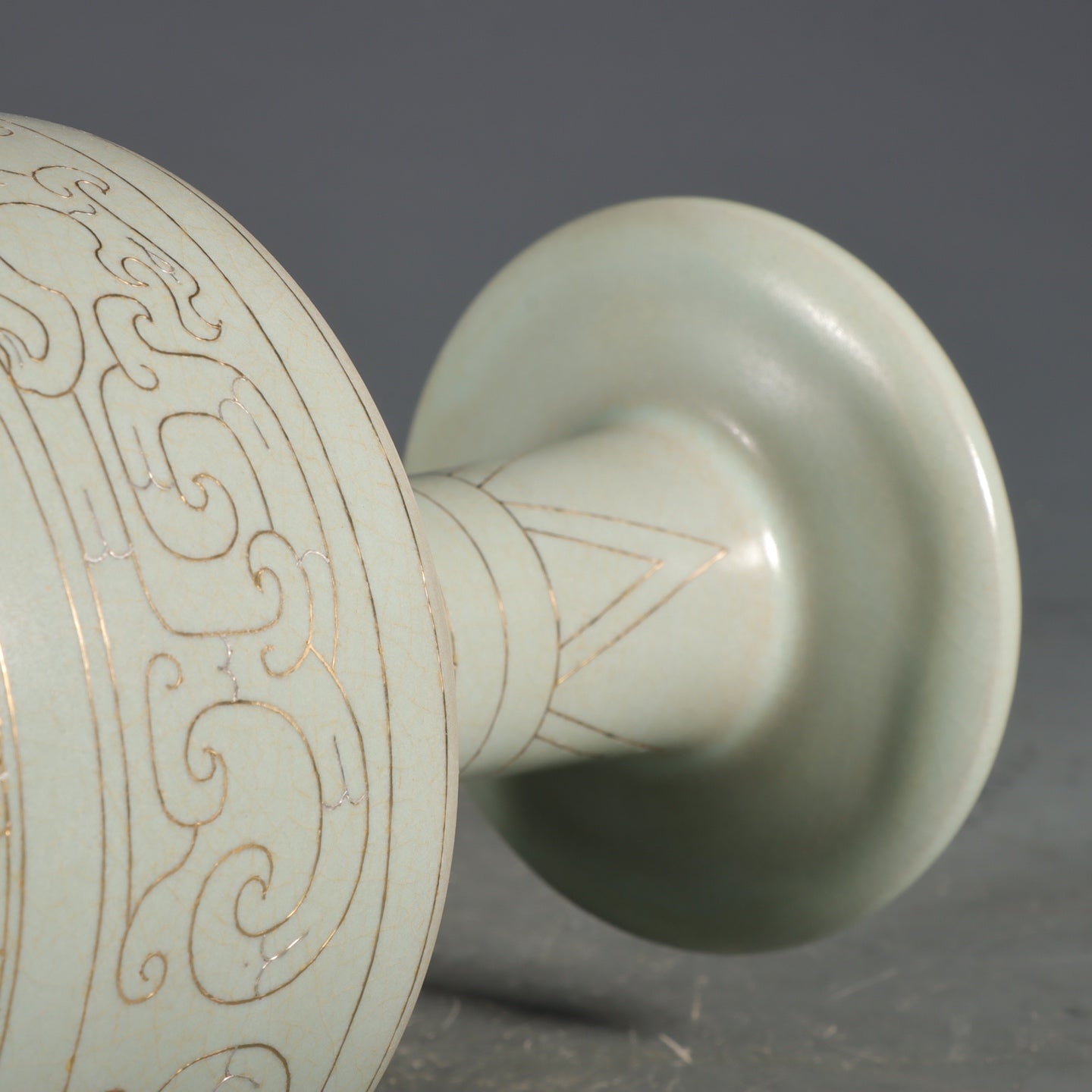 A1055 Chinese Ru Kiln Inlay Silver Wires Porcelain Vase