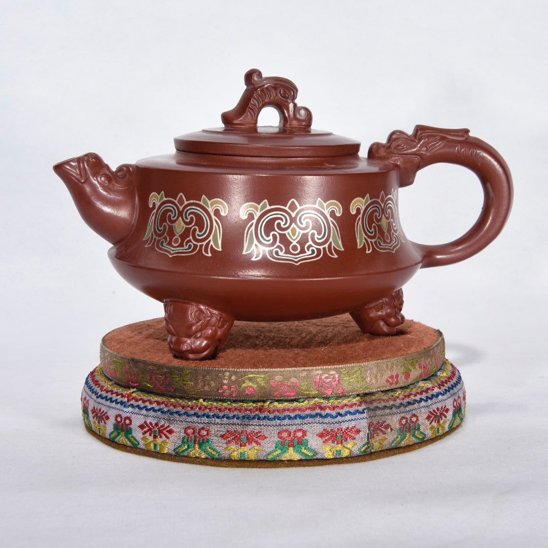 A1057 Superb Chinese Famille Rose Yixing Zisha Clay Teapot w Artist Signed