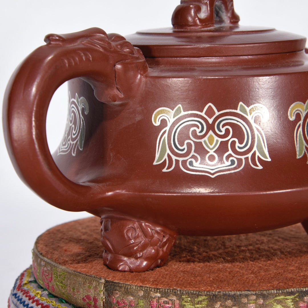 A1057 Superb Chinese Famille Rose Yixing Zisha Clay Teapot w Artist Signed