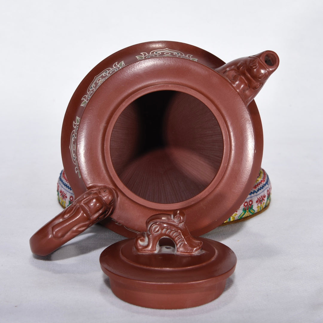 A1057 Superb Chinese Famille Rose Yixing Zisha Clay Teapot w Artist Signed