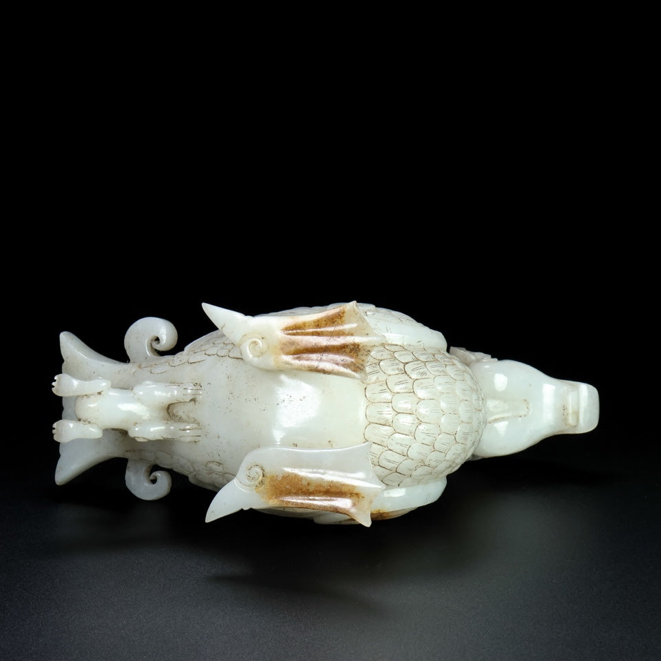 A1059 Superb Vintage Chinese Hetian Jade Carved Phoenix Statue