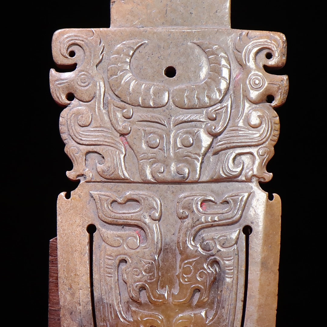 A1064 Superb Old Chinese Hetian Jade Fortune Ox Statue
