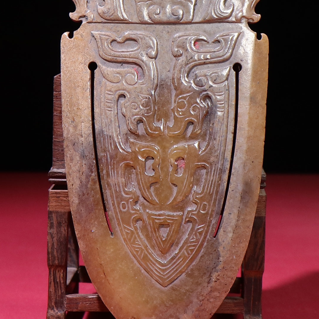 A1064 Superb Old Chinese Hetian Jade Fortune Ox Statue