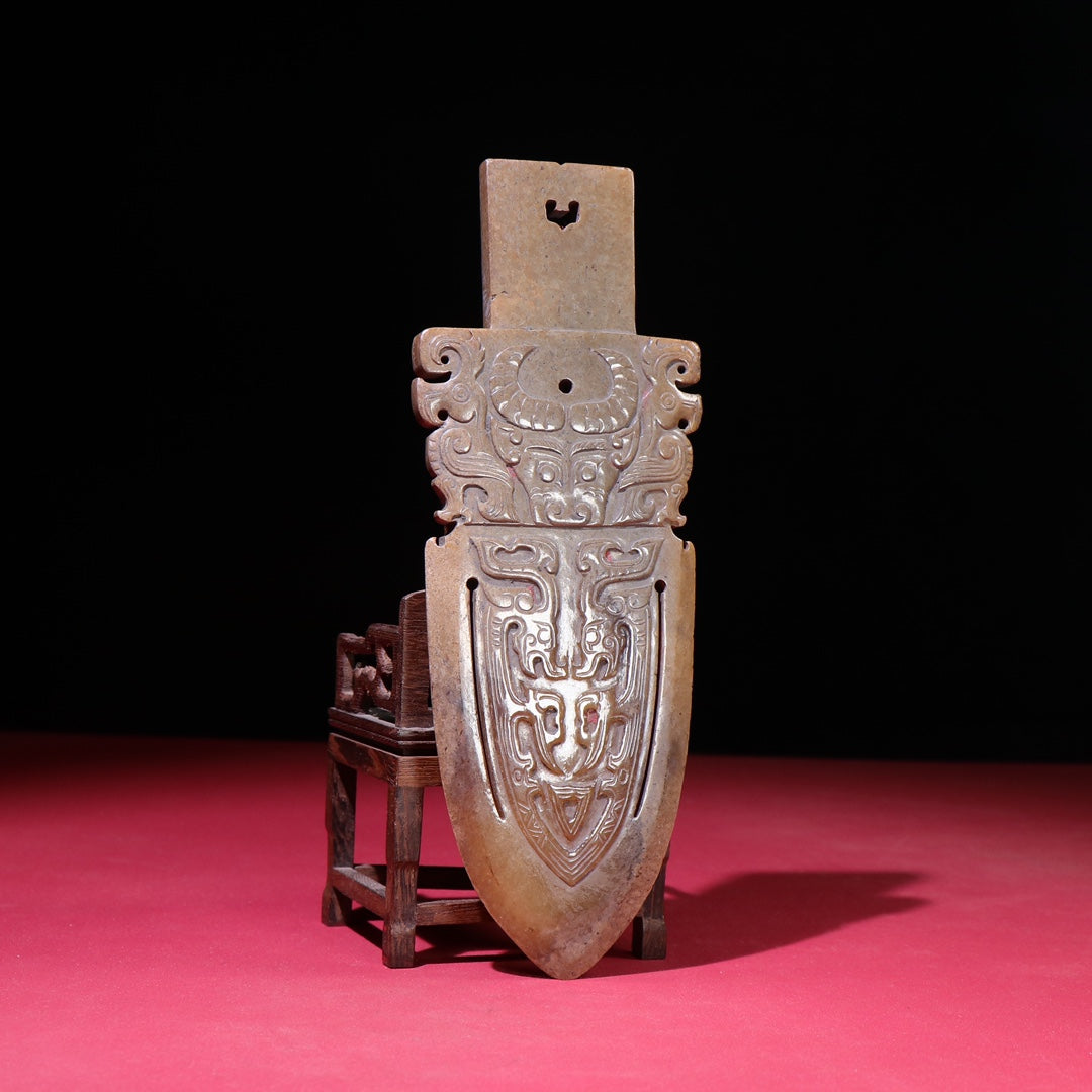A1064 Superb Old Chinese Hetian Jade Fortune Ox Statue