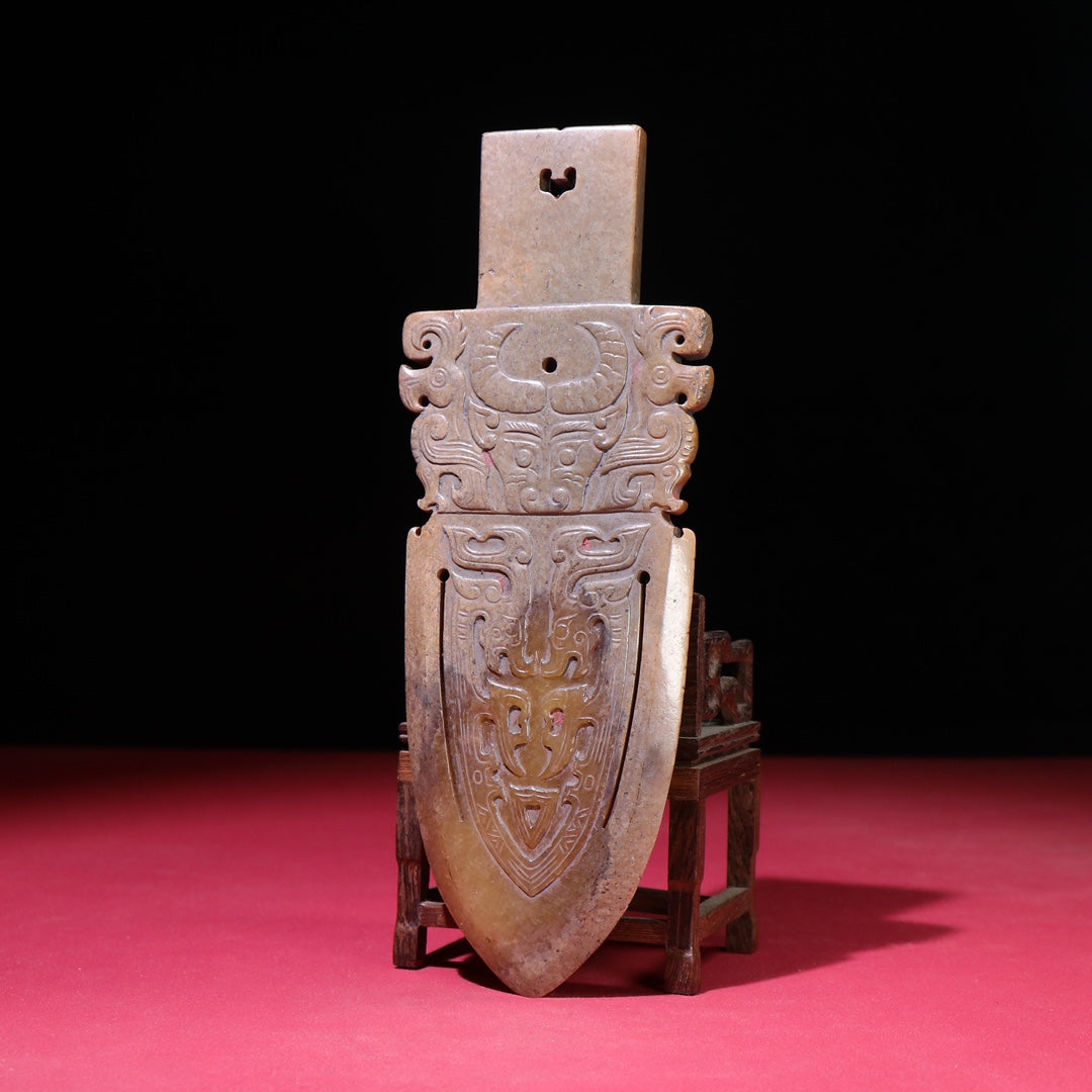 A1064 Superb Old Chinese Hetian Jade Fortune Ox Statue