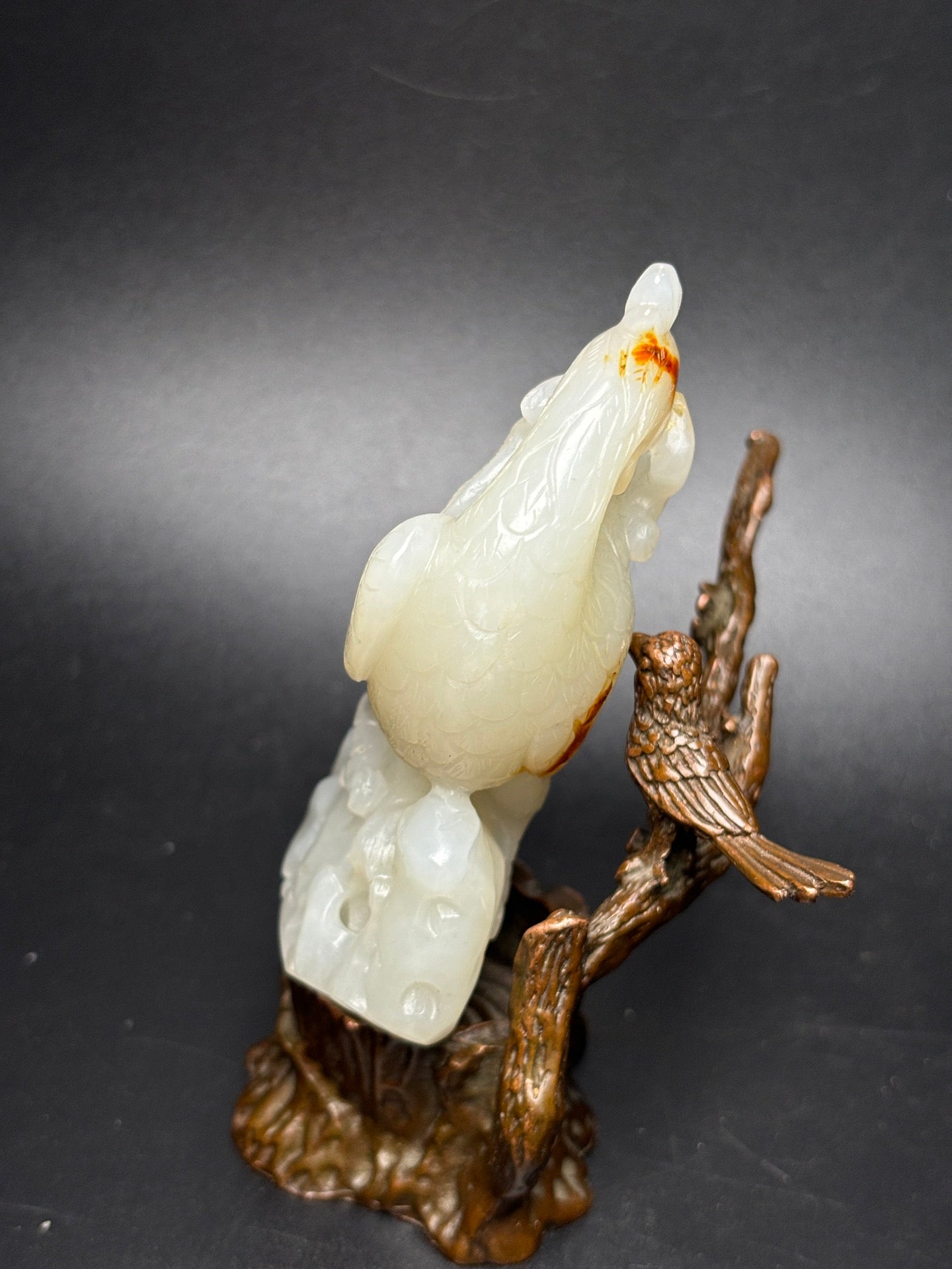 A1066 Superb Chinese Hetian Jade Carved Rooster Statue