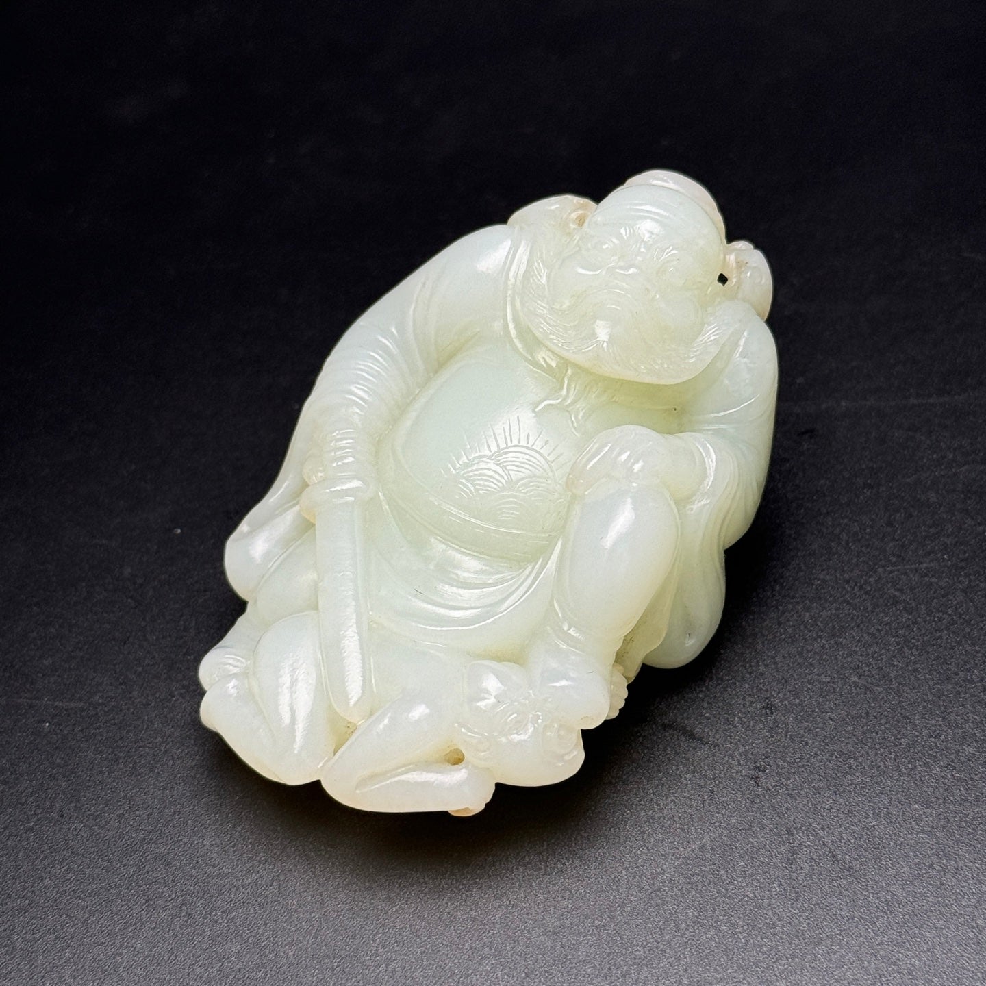 A1075 Superb Chinese Hetian Jade Carved Heavenly Ghostcatcher Statue
