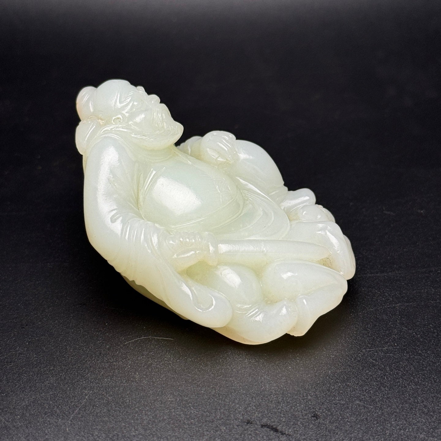 A1075 Superb Chinese Hetian Jade Carved Heavenly Ghostcatcher Statue