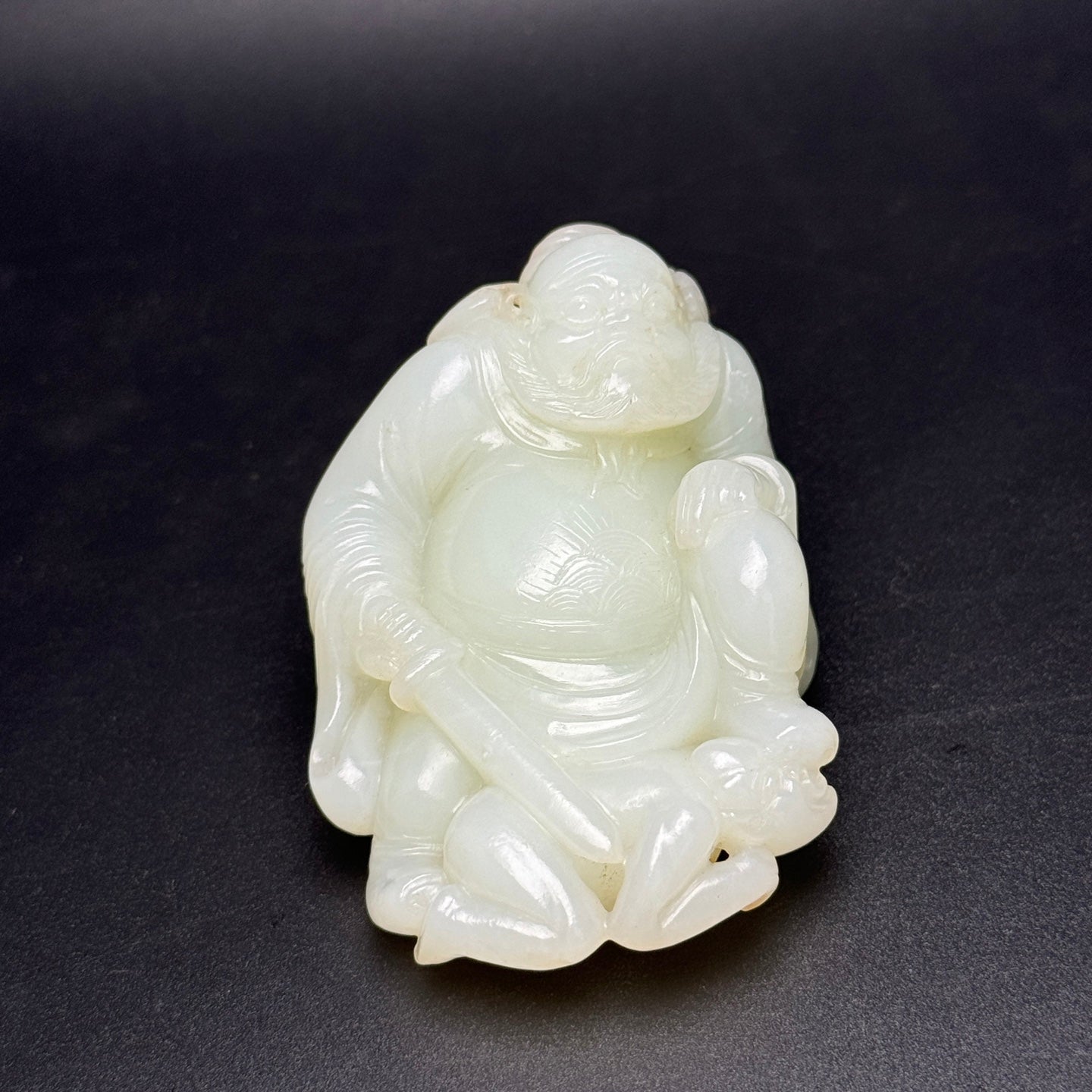 A1075 Superb Chinese Hetian Jade Carved Heavenly Ghostcatcher Statue