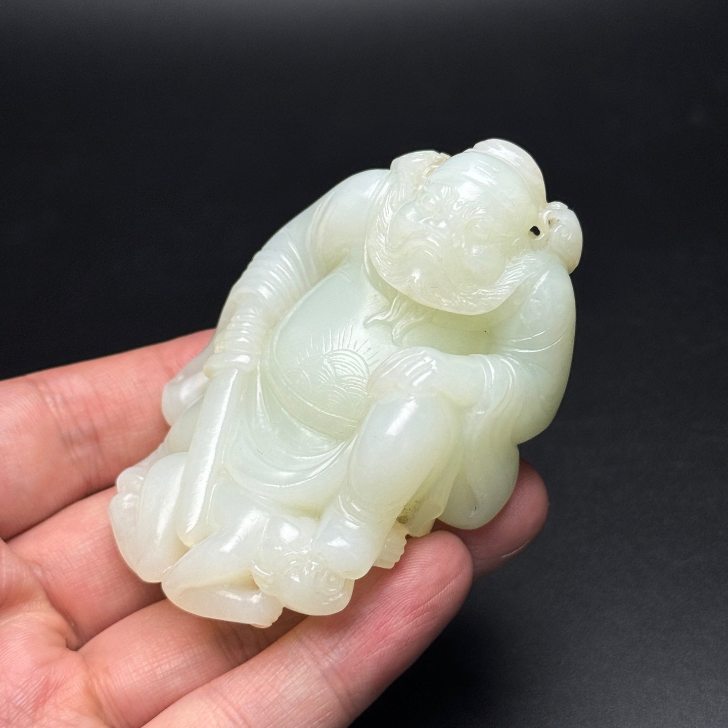 A1075 Superb Chinese Hetian Jade Carved Heavenly Ghostcatcher Statue