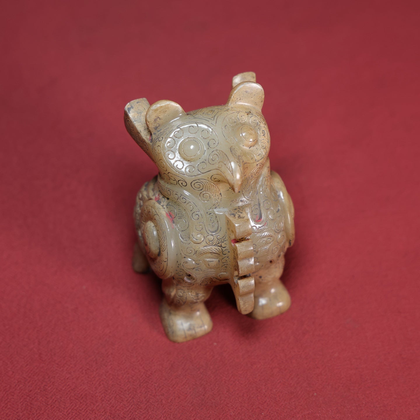 A1077 Superb Vintage Chinese Hetian Jade Carved Divine Bird Statue