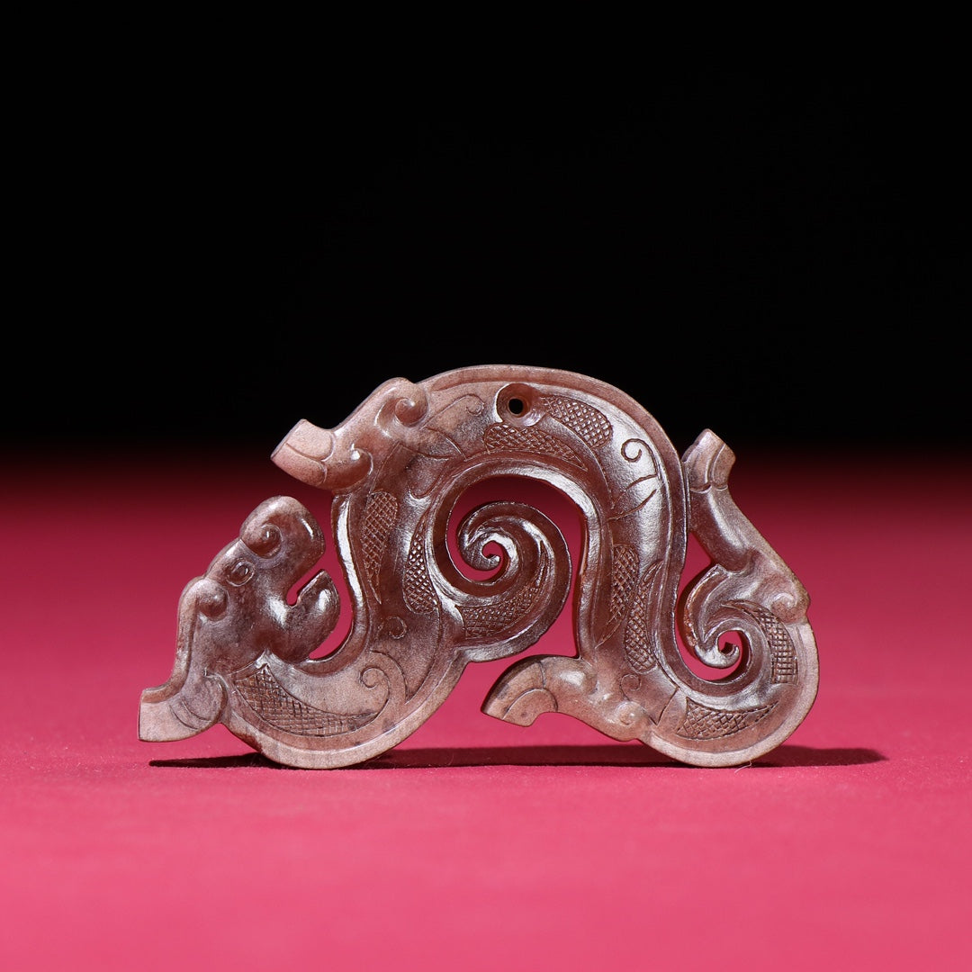A1083 A Set Vintage Chinese Hetian Jade Fortune Dragon Jade Bi