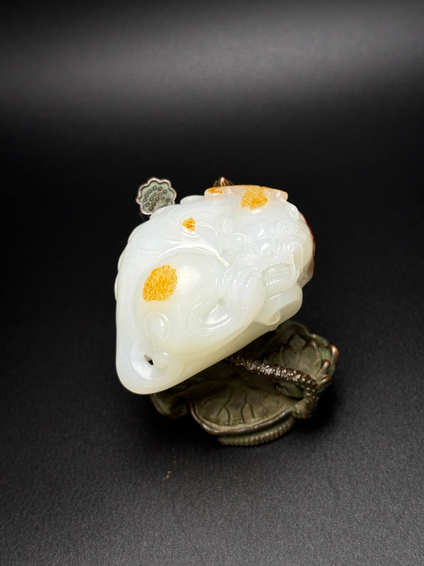 A1084 Superb Chinese Hetian Jade Carved Fortune Pixiu Statue/Pendant