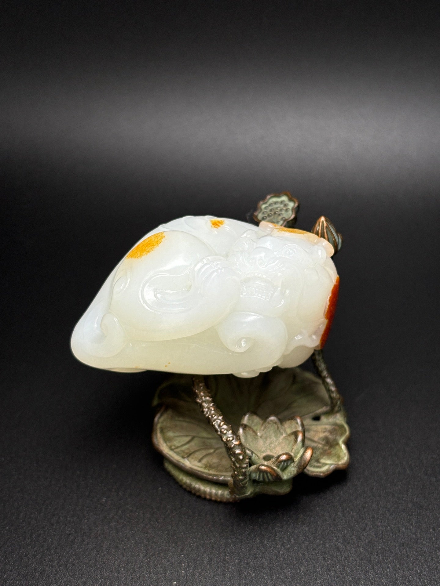 A1084 Superb Chinese Hetian Jade Carved Fortune Pixiu Statue/Pendant