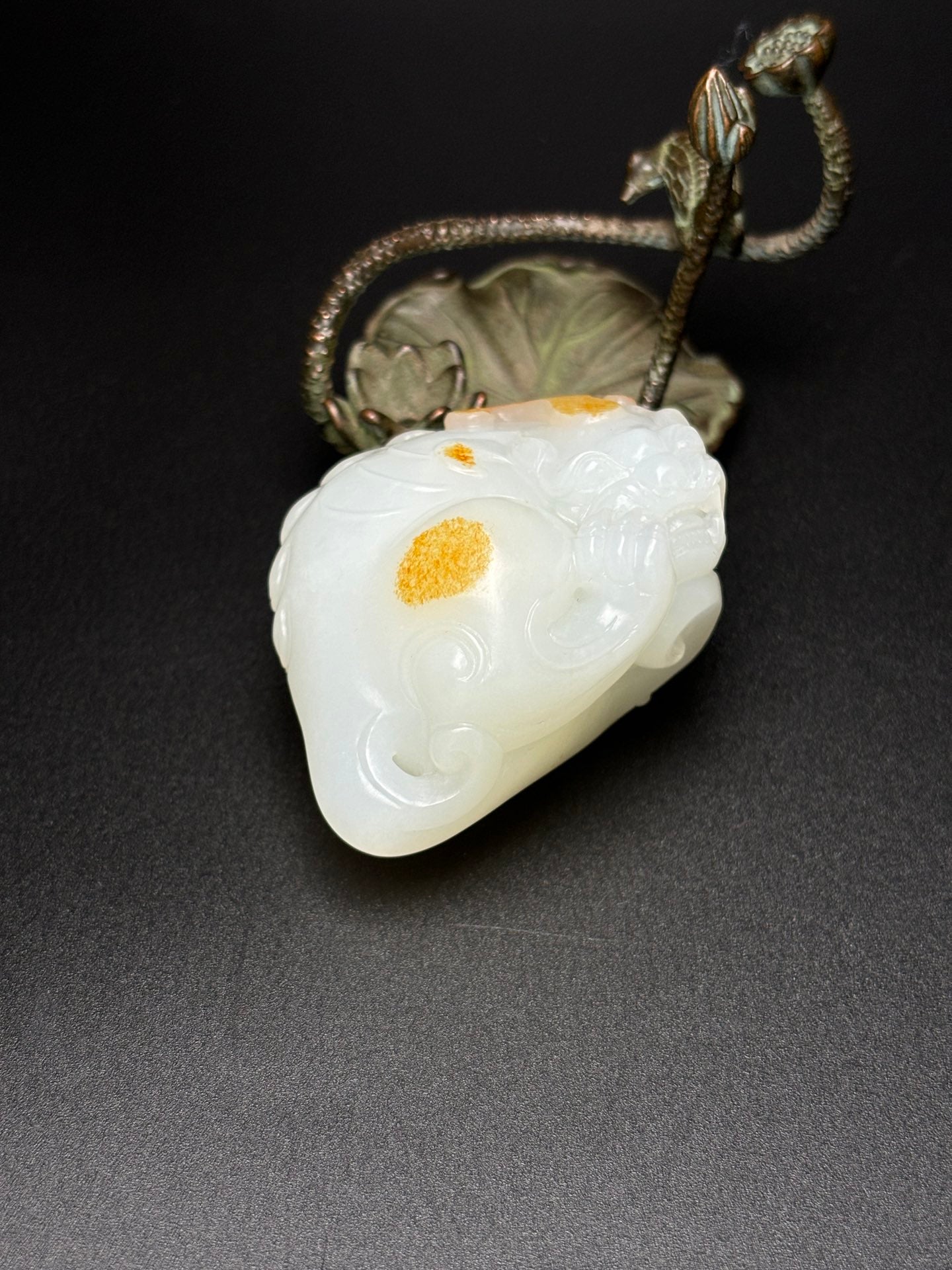 A1084 Superb Chinese Hetian Jade Carved Fortune Pixiu Statue/Pendant