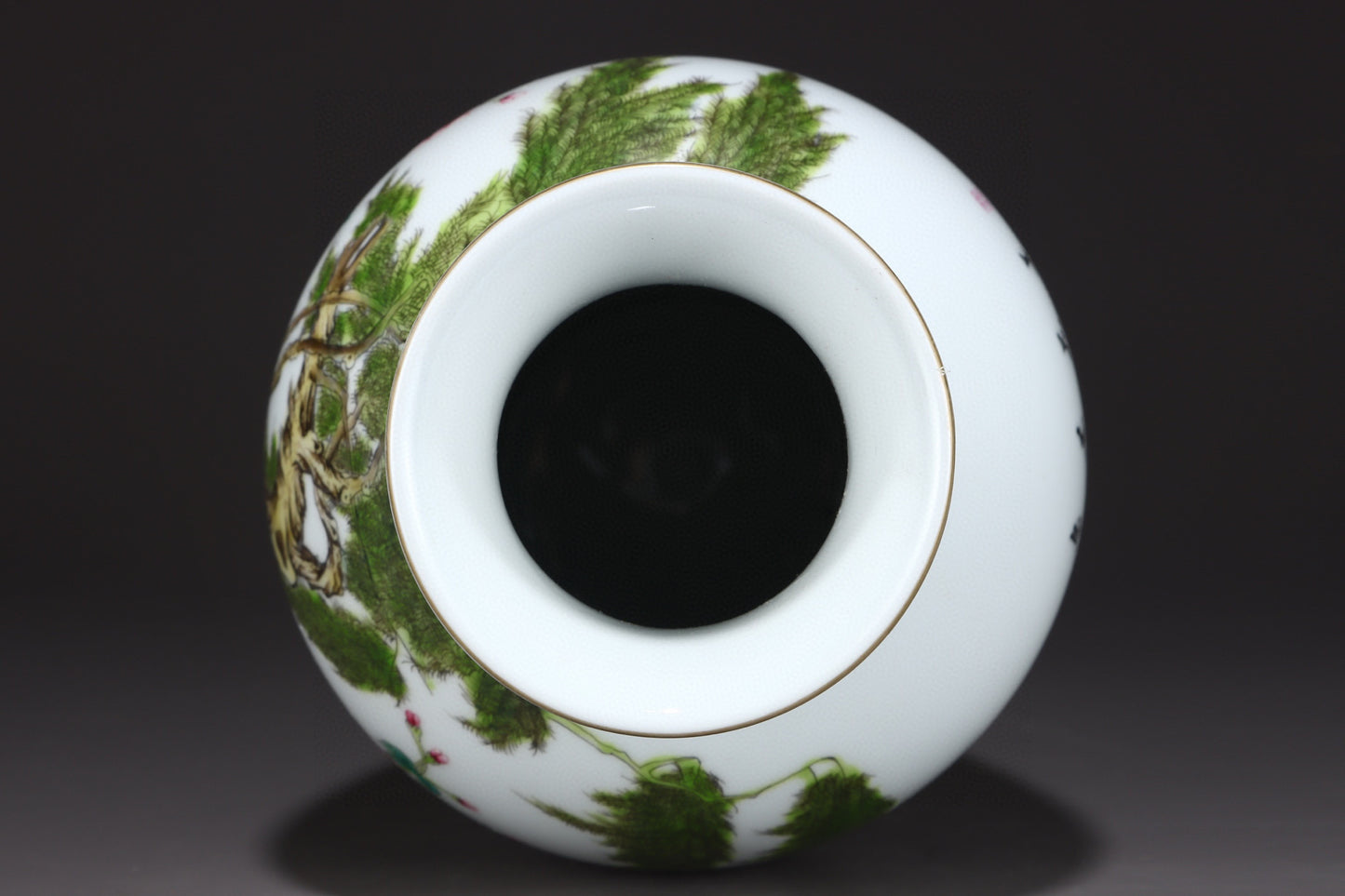 A1087 Chinese Qing Dynasty Gilt Edge Famille Rose Flowers Bird Design Porcelain Vase