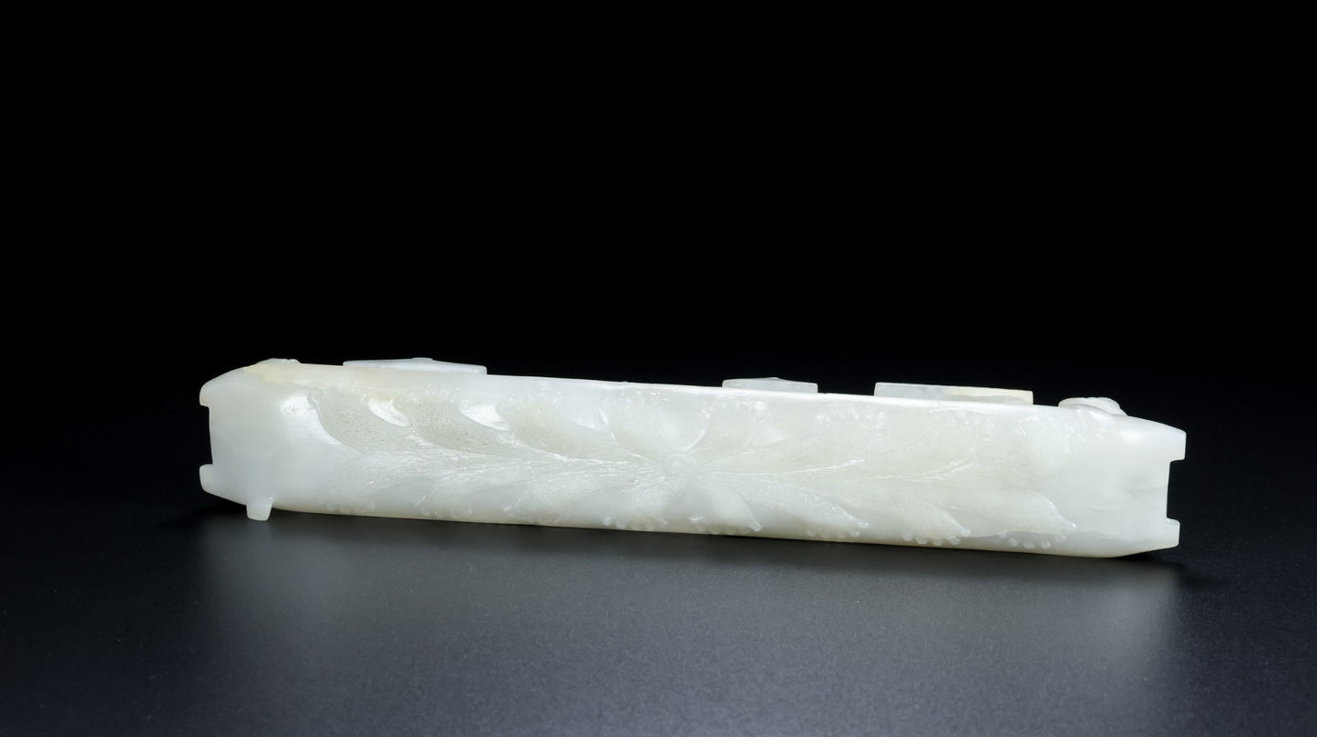 A1088 Superb Chinese Hetian Jade Carved Boat & Figure Statue