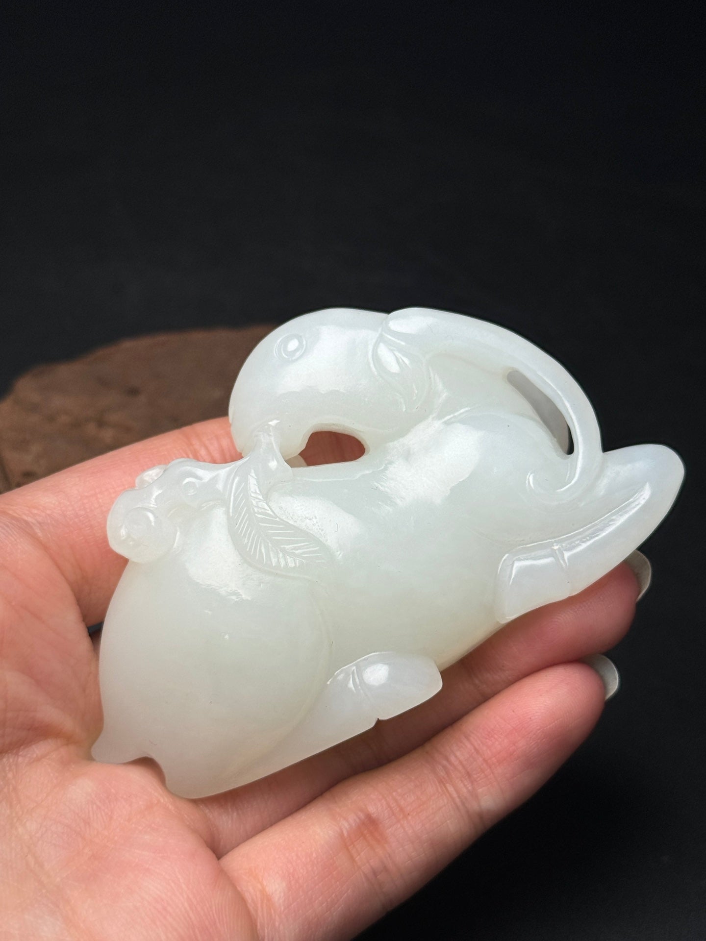 A1099 Superb Chinese Hetian Jade Carved Fortune Sheep Statue/Pendant