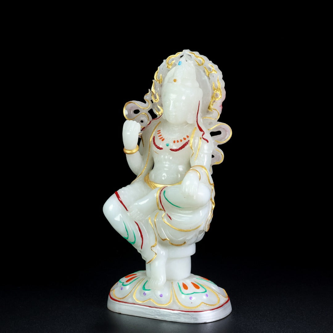 A1102 High Quality Chinese Gilt Gold Hetian Jade Carved Buddha Statue